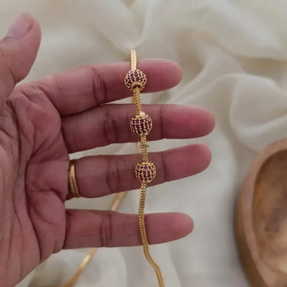 RUBY STONE BALL MUGAPPU CHAIN