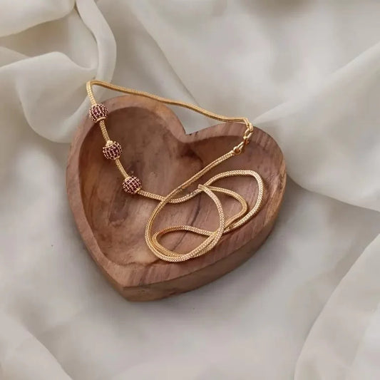 RUBY STONE BALL MUGAPPU CHAIN