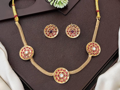 Antique High Gold Polish Full Stone Design Necklace Set