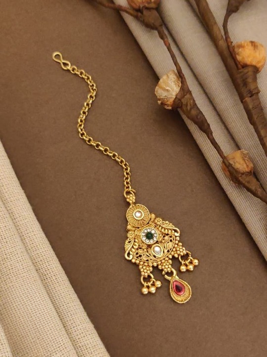 Antique Jewellery Designer High Gold Polish Party Wear Maang Tikka