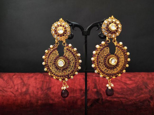 Round Connected Imitation Purple Earrings