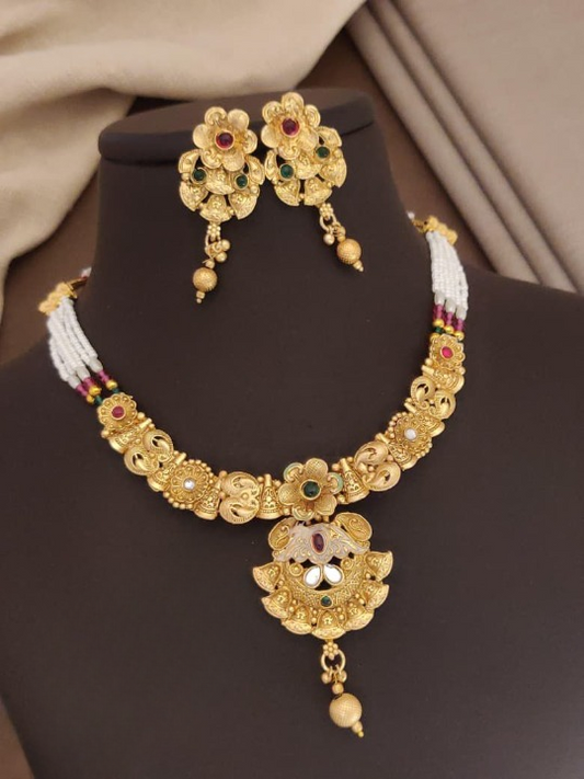 Beautiful Designer High Gold Polish Fancy Necklace Set