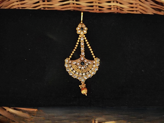 Designer High Gold Polish Party wear Designer Hair black Accessories Passa