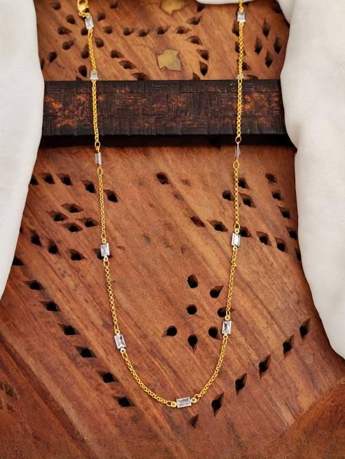 Beautiful Two Tone Polish Full Stone Party Wear Chain