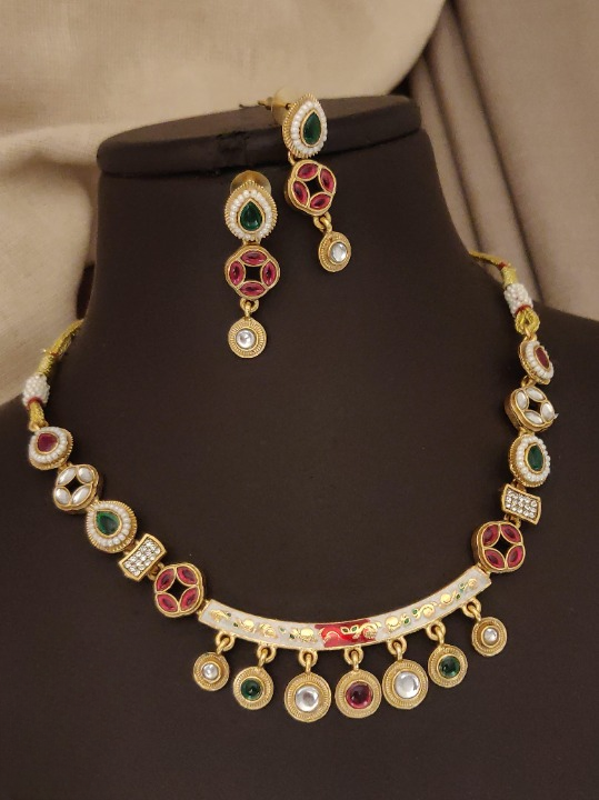 Beautiful High Gold Polish Clustered Pearl Party Wear Necklace Set