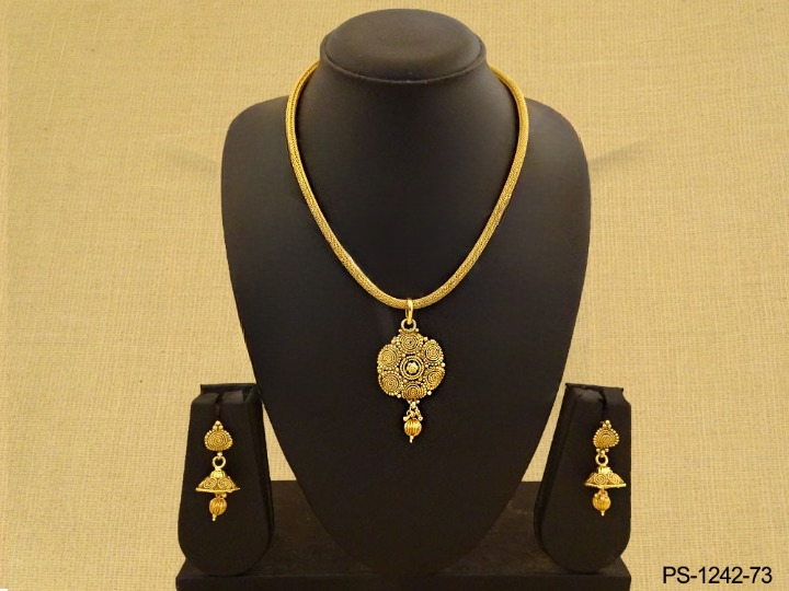 spiral flower antique pendant set