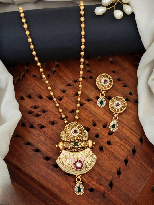 Designer High Gold Polish Fancy Full stone Party wear Pendant Set