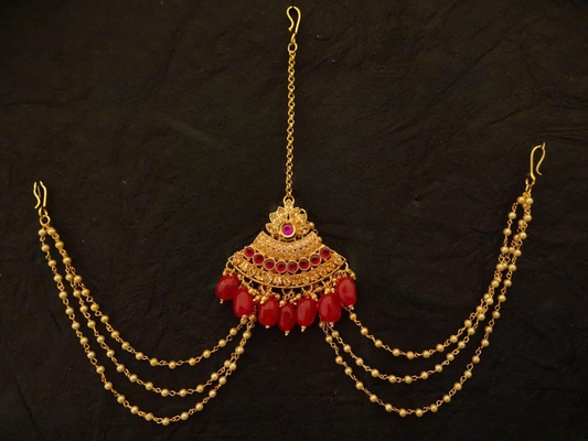 Pie Shape Antique Hair ruby Accessory