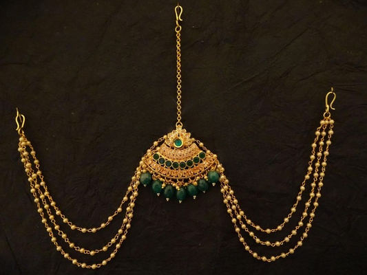 Pie Shape Antique Hair green Accessory