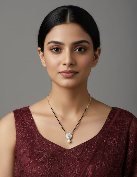 Elegant Floral Pearl Drop Mangalsutra