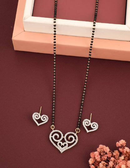 Elegant Double-Heart Diamond Mangalsutra Set