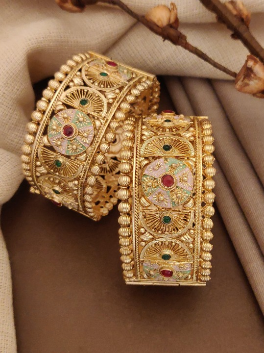 Antique Jewellery Rajwadi Polish Fancy Style Bangles