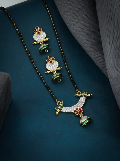 Red–Green Floral Mangalsutra Set