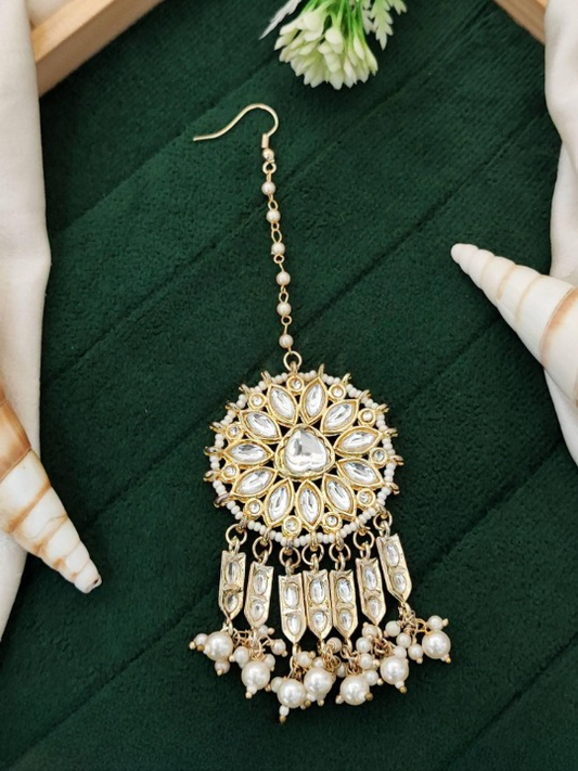Antique Designer High Gold Polish Party Wear Maang Tikka
