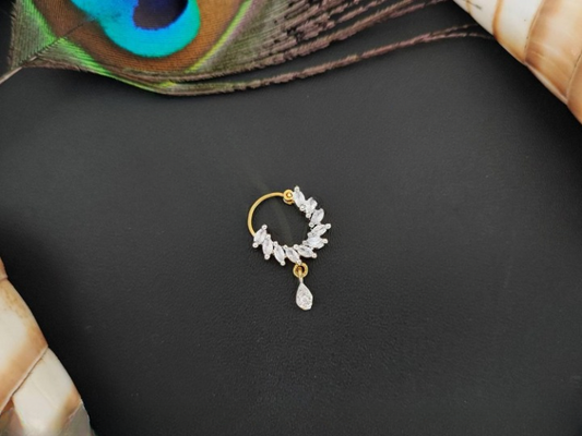 Beautiful CZ Full Stone High Gold Polish Party Wear Nath