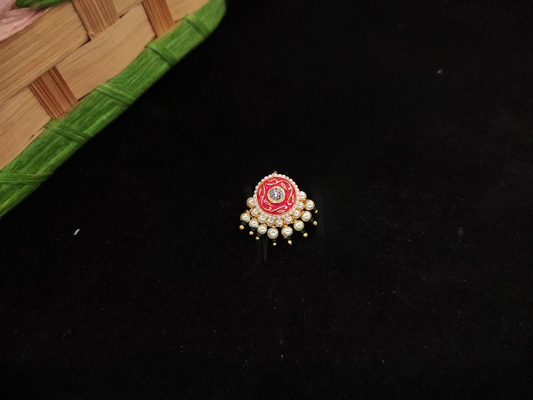 Clustered Pearl Designer Antique High gold polish party wear Rani Green Nath