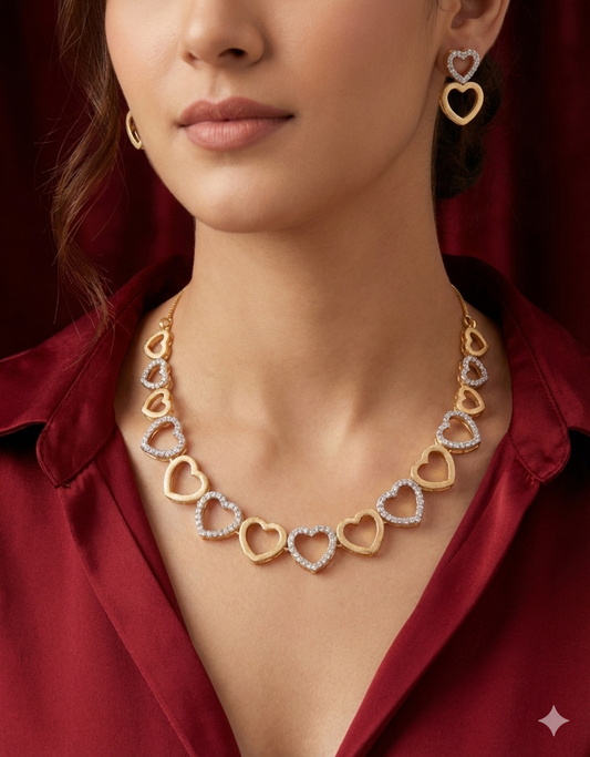 Golden Heart Elegance Necklace Set