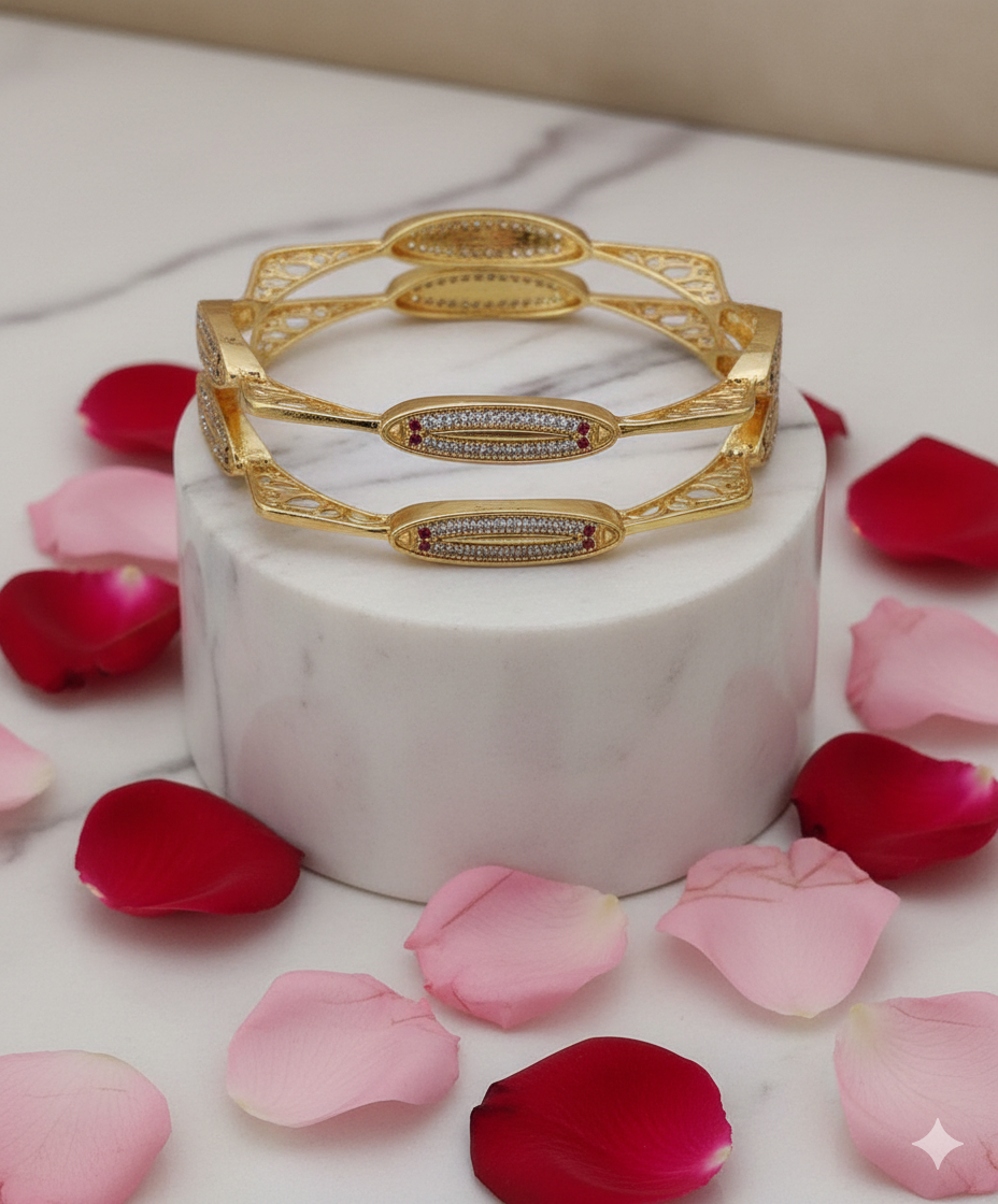 Luxury Gold-Plated Stone-Studded Designer Bangle for Women