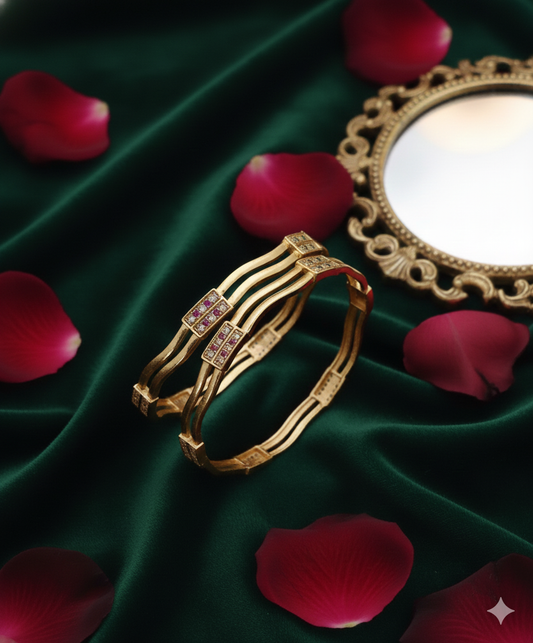 Classic High Gold Finish Ruby Bangle