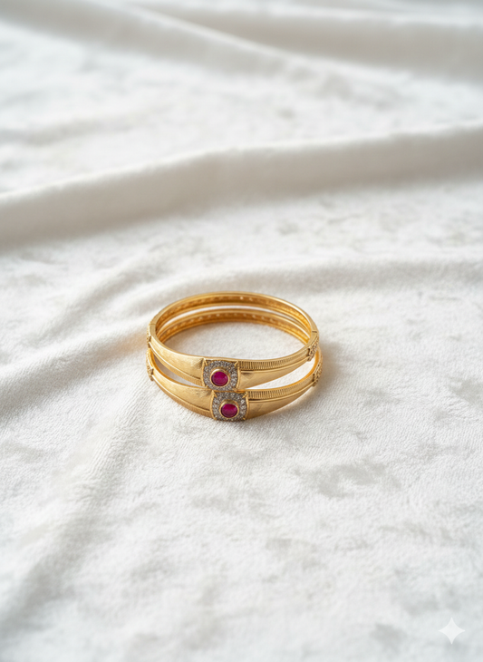 Ruby Accent Classic Gold Bangles