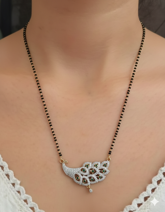 Royal Peacock Feather Mangalsutra Set