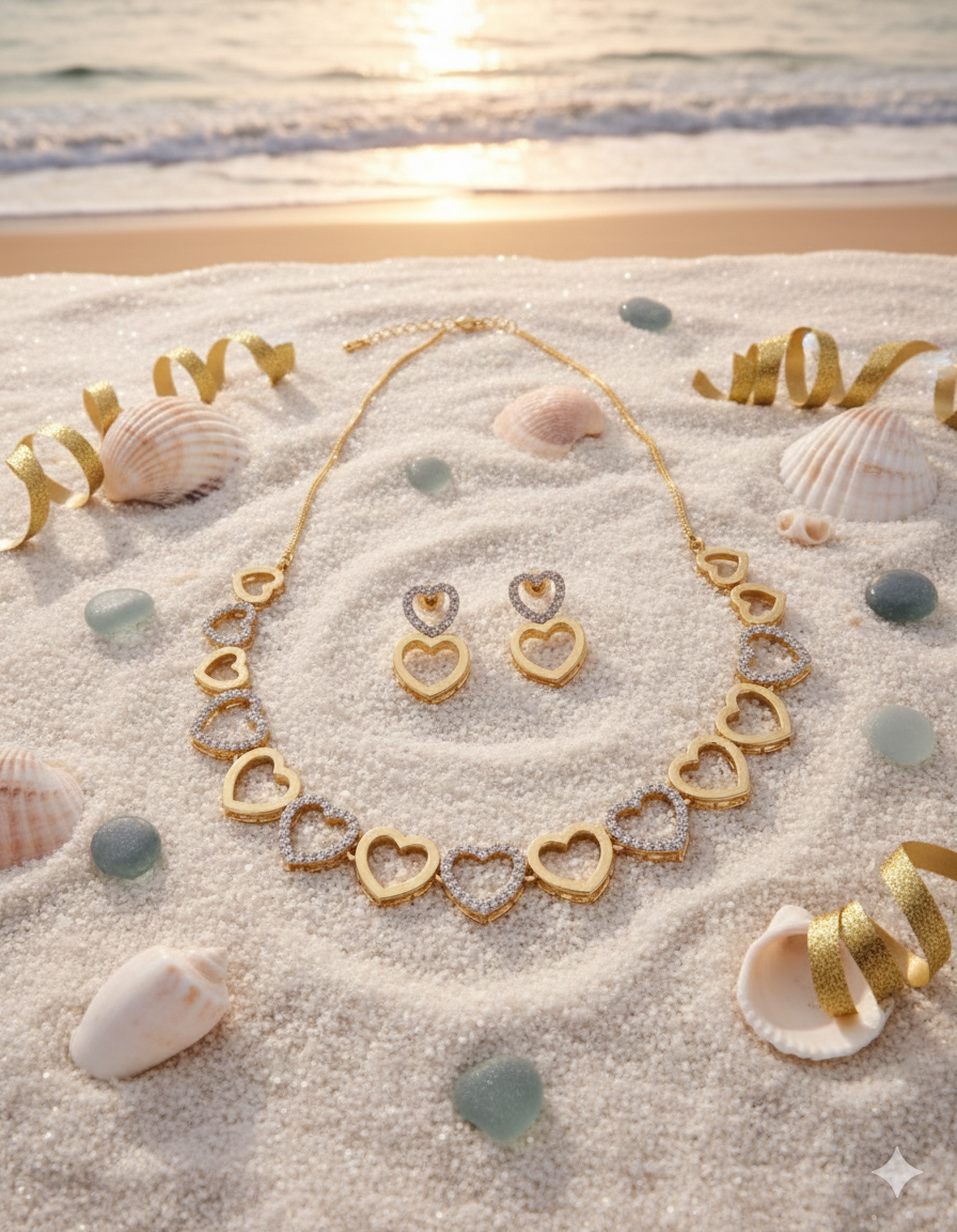 Golden Heart Elegance Necklace Set