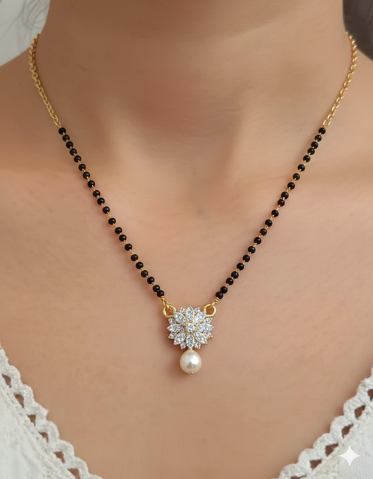 Elegant Floral Pearl Drop Mangalsutra