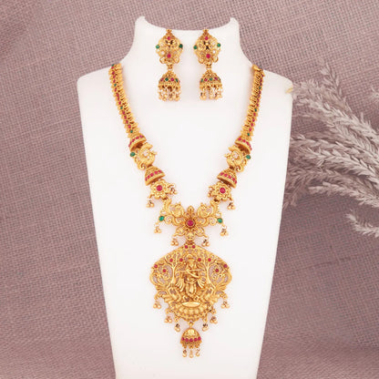 classic prarl gold plated laxmi necklace set for women
