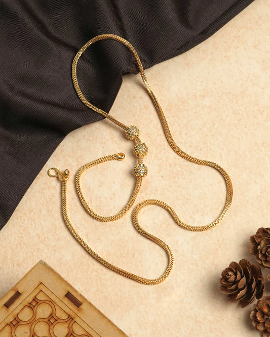 3 WHITE STONE BALL MUGAPPU CHAIN