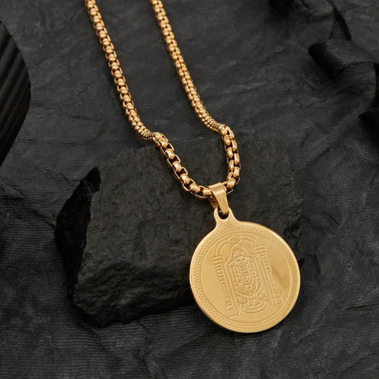 DIVINE TIRUPATI BALAJI PENDANT GOLD STAINLESS STEEL NECKLACE CHAIN FOR MEN (24 INCH)