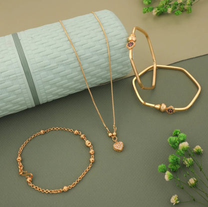 BRASS HIGH GOLD PLATED BANGLE BRACELET NECKLACE COMBO FOR WOMEN