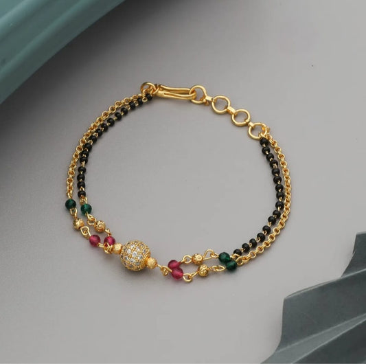 BRASS GOLD PLATED MANGALSUTRA NECKLACE BRACELET COMBO FOR WOMEN