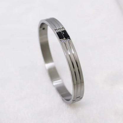 BLACK-WHITE DIAMOND SILVER MEN'S BRACELET