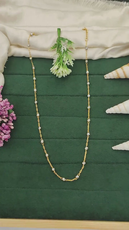 CZ Stone Two Tone Polish Designer Party Wear Chain