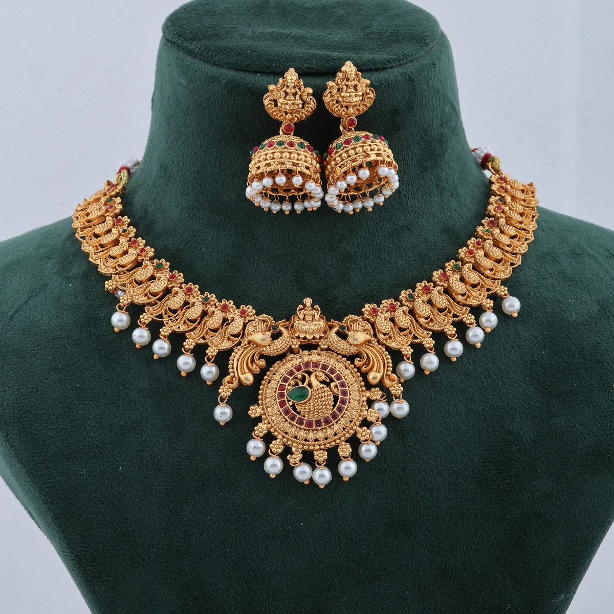 TRADITIONAL PEACOCK DESIGN GOLD-PLATED NECKLACE SET FOR BELLIZA JEWELS